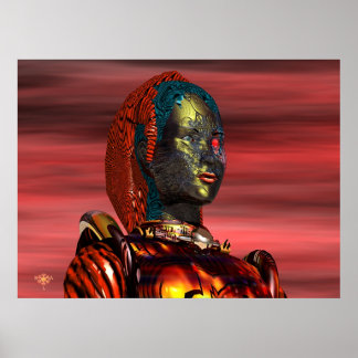 Póster RETRATO DE ARES CYBORG, ciencia ficción SUNSET,Sci