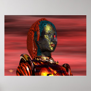 Póster RETRATO DE ARES CYBORG, ciencia ficción SUNSET,Sci
