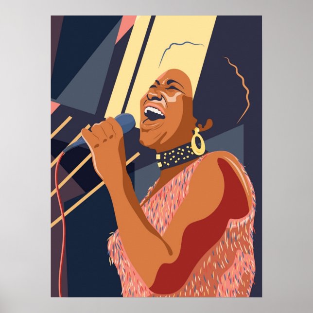 Póster Retrato de Aretha Franklin (Frente)