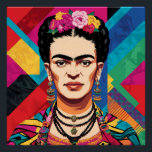 Póster Retrato de arte pop de Frida Kahlo - Colores vibra<br><div class="desc">Una colorida obra de arte para celebrar el increíble legado de Frida Kahlo. Es un retrato de arte pop que honra su creatividad, resiliencia e individualidad icónica. Conocida por sus poderosos autorretratos, su audaz abrazo a la cultura mexicana y su intrépida exploración de la identidad y el dolor, Frida fue...</div>