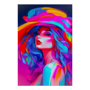 Póster Retrato de arte pop neon
