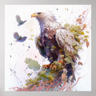 Póster Retrato de aves águilas Pintura de animales salvaj