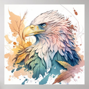 Póster Retrato de aves águilas Pintura de animales salvaj