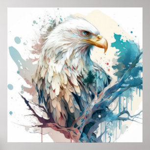 Póster Retrato de aves águilas Pintura de animales salvaj
