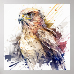 Póster Retrato de aves en el Halcón Pintura de animales s