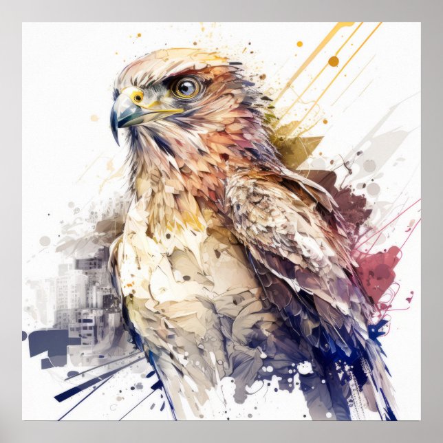 Póster Retrato de aves en el Halcón Pintura de animales s (Frente)