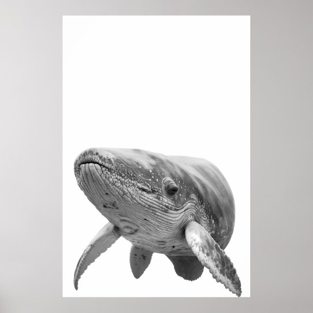 Póster Retrato de ballena moderno blanco negro (Frente)