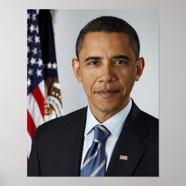 Póster Retrato de Barack Obama en la Casa Blanca (Frente)