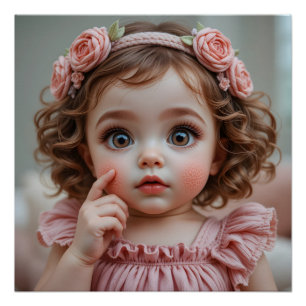 Póster Retrato de bebé bordado