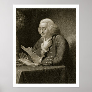 Póster Retrato de Benjamin Franklin, grabado por Thomas