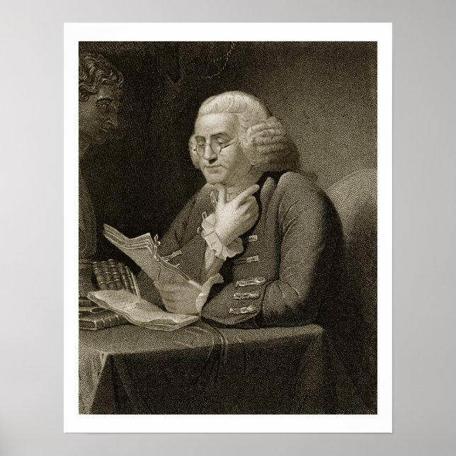 Póster Retrato de Benjamin Franklin, grabado por Thomas (Frente)