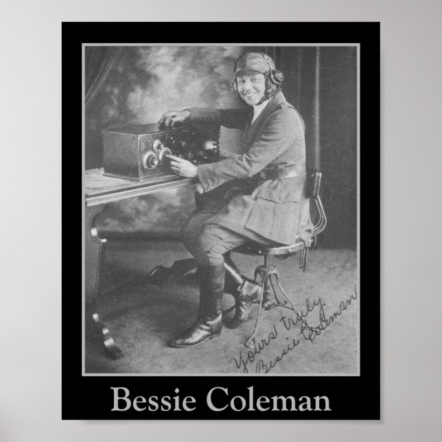 Póster Retrato de Bessie Coleman, piloto afroamericano (Frente)