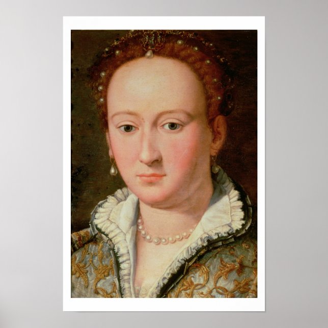 Póster Retrato de Bianca Cappello, c.1580 (aceite sobre c (Frente)