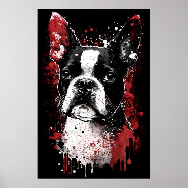 Póster Retrato de Boston Terrier (Frente)