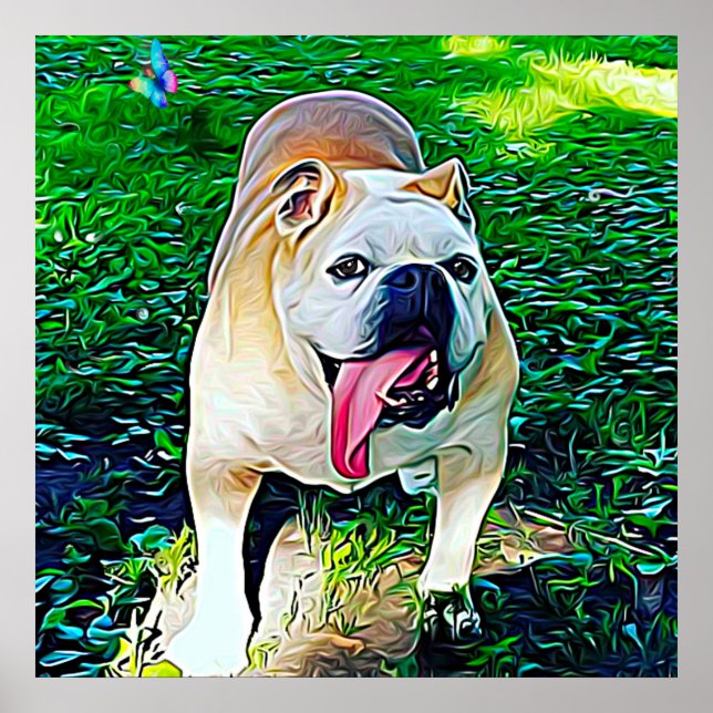 Póster Retrato de bulldog estilizado moderno (Frente)