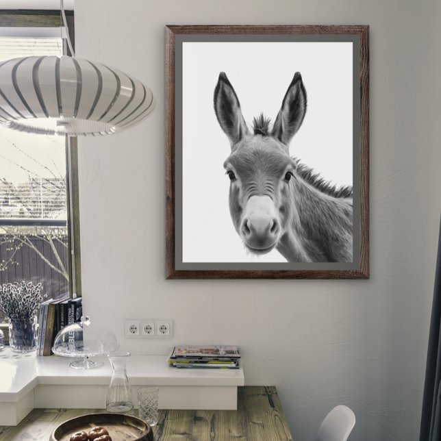 Póster Retrato de burro Cabeza negro blanco     (Subido por el creador)