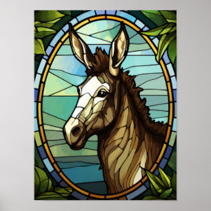 Póster Retrato de burro de vidrio emplomado