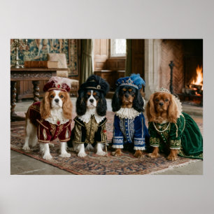 Póster Retrato de caballeros spaniel de la corte del Rena