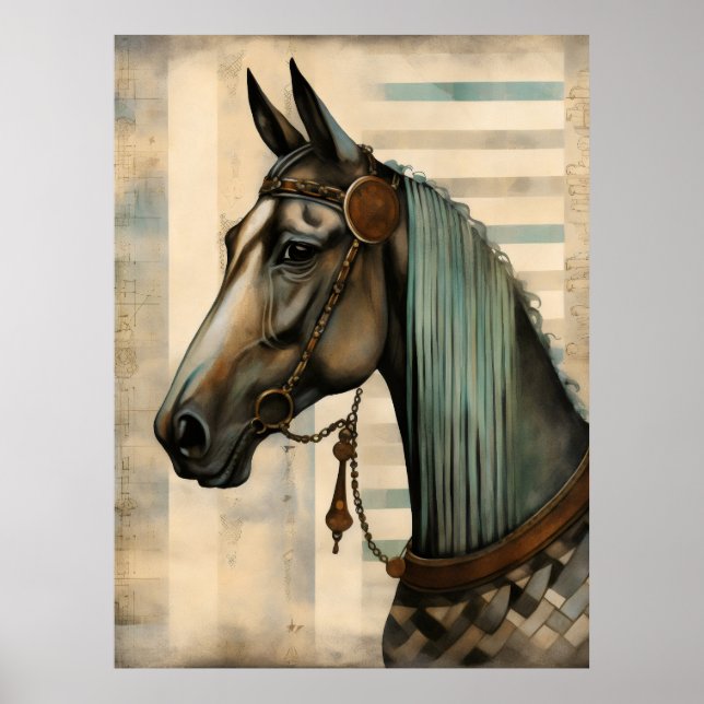 Póster Retrato de caballo con ornate Bridle (Frente)