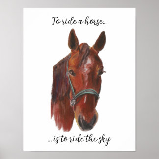 Póster Retrato de caballo de castaño en Pastel