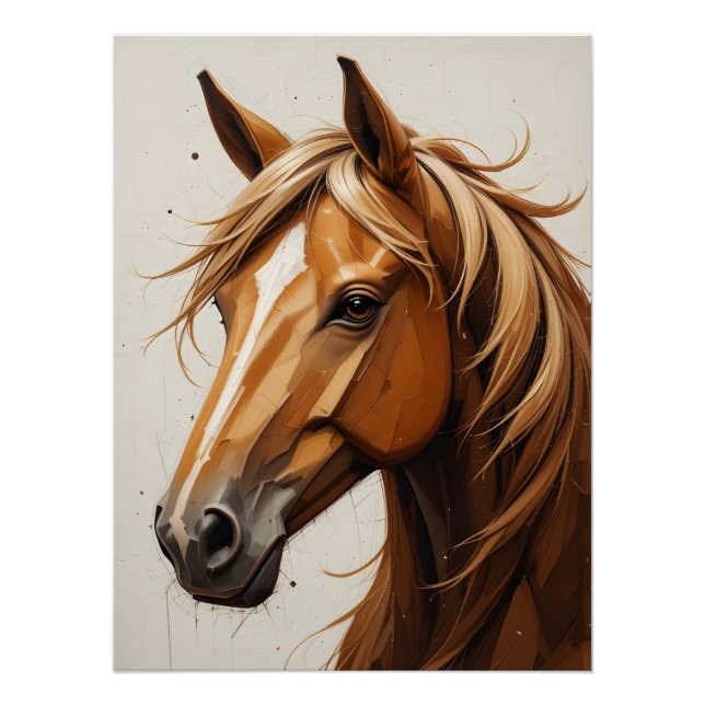 Póster Retrato de caballo geométrico (Anverso)