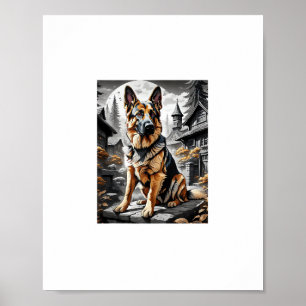 Póster Retrato de cabeza de perro pastor alemán Perro Mas