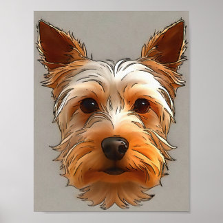 Póster Retrato de cabeza de porquería de Yorkshire Terrie