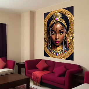 Póster Retrato de cabeza de una reina africana   Poster d
