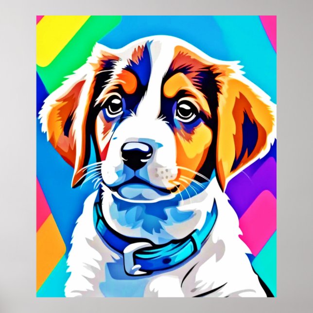 Póster Retrato de cachorro: Colorido (Frente)