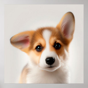 Póster Retrato de cachorro de Corgi galés de Pembroke lin