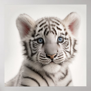 Póster Retrato de cachorro de tigre blanco siberiano lind