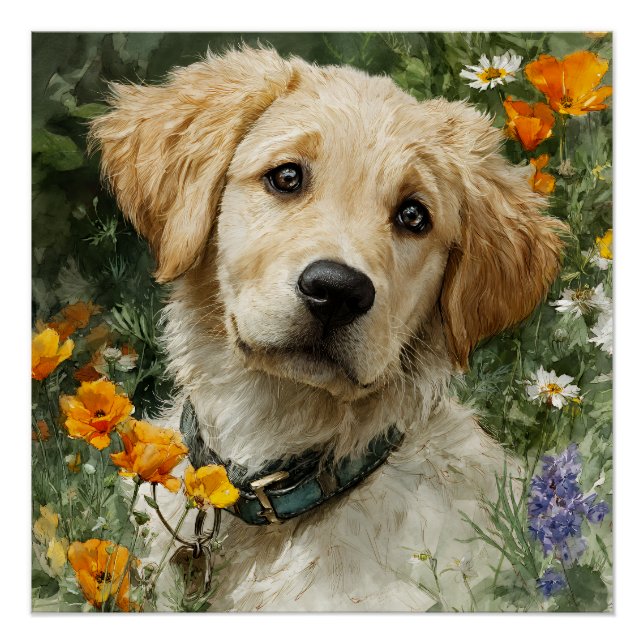 Póster Retrato de Cachorro Dorado (Anverso)