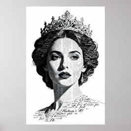Póster Retrato de Caligrafía de la Reina Esther - Escritu