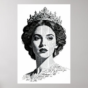 Póster Retrato de Caligrafía de la Reina Esther - Escritu