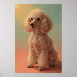 Póster Retrato de Caniche en Coral y Vidrio de Mar