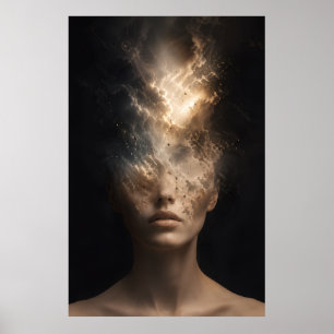 Póster Retrato de Cara Disolviéndose Etéreo Espíritu Su