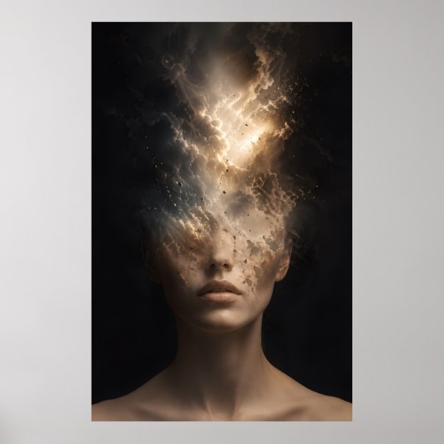 Póster Retrato de Cara Disolviéndose Etéreo | Espíritu Su (Frente)