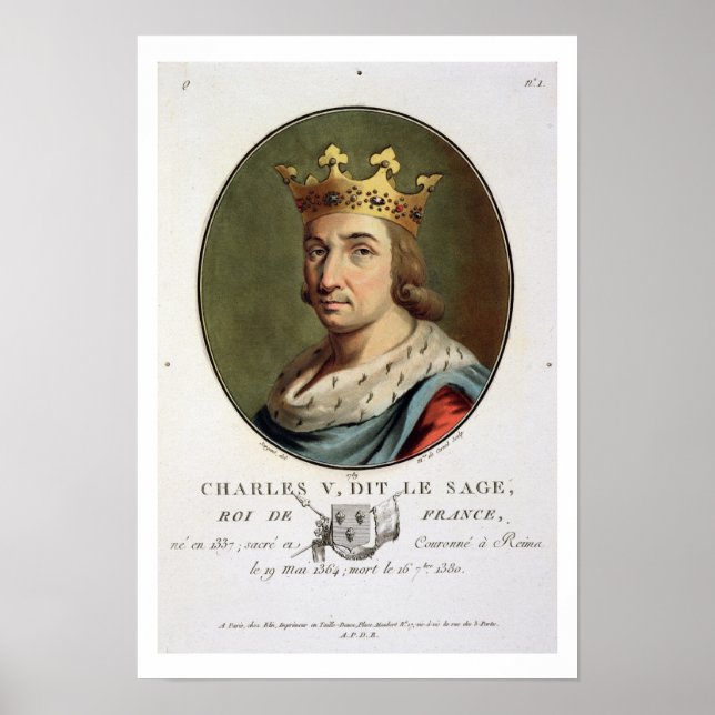 Póster Retrato de Carlos V, llamado "El sabio" Rey de F (Frente)