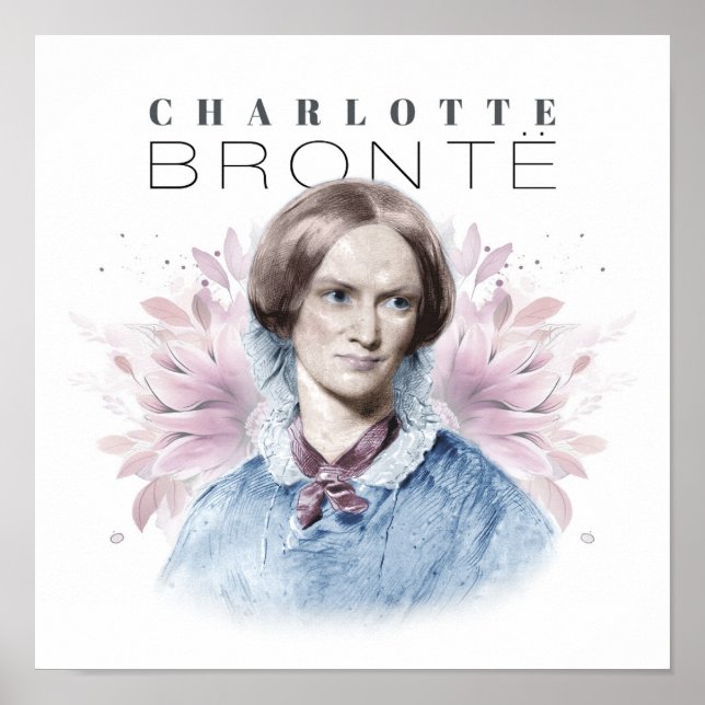 Póster Retrato de Charlotte Bronte de Richmond con flores (Frente)