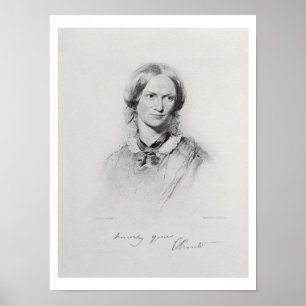 Póster Retrato de Charlotte Bronte, grabado por el