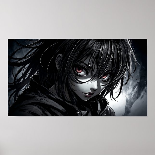 Póster Retrato de chica anime intensa (Frente)