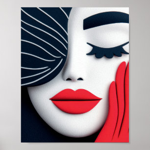Póster Retrato de chica elegante con labios carmesí