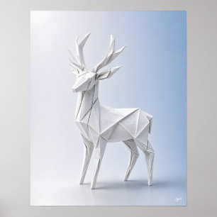 Póster Retrato de Ciervo Origami
