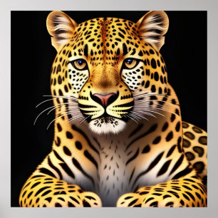 Póster Retrato de clausura de un majestuoso leopardo