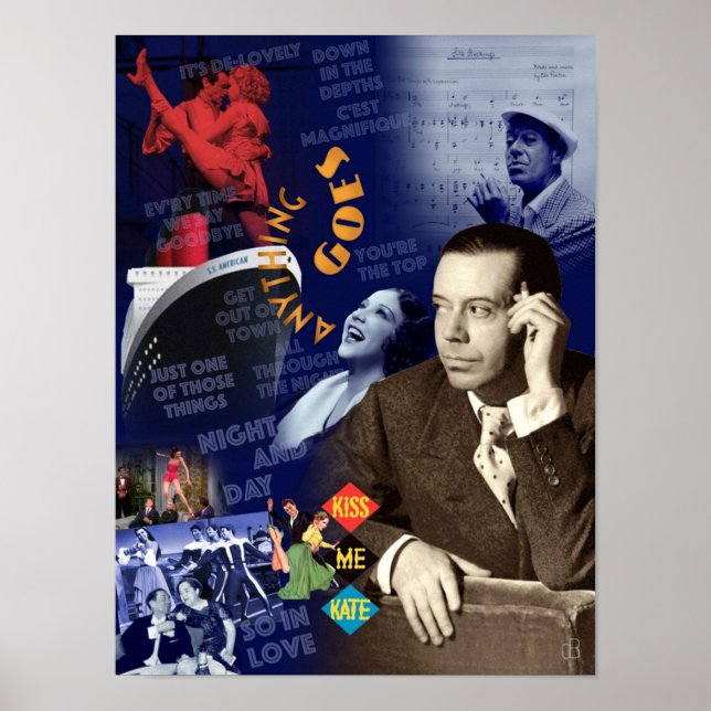 Póster Retrato de Collage de Cole Porter (Frente)