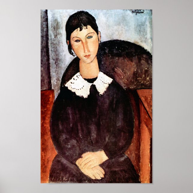 Póster Retrato de Collar Blanco, Modigliani (Frente)
