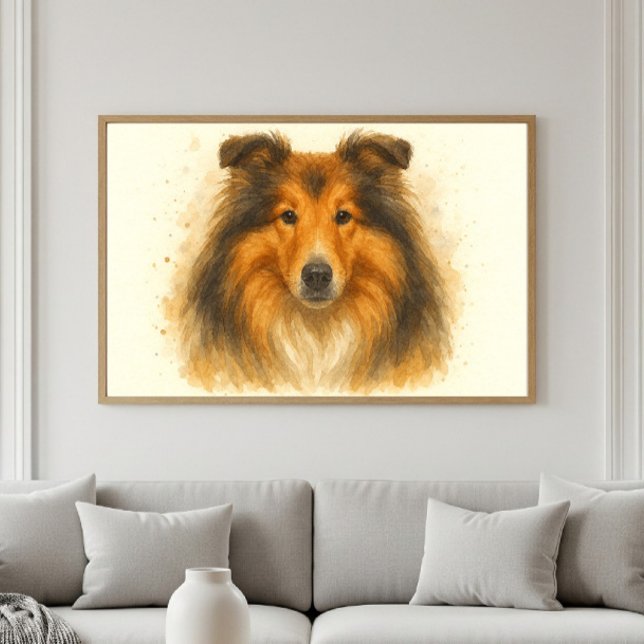 Póster Retrato de color de agua collie - Perro amado (Subido por el creador)