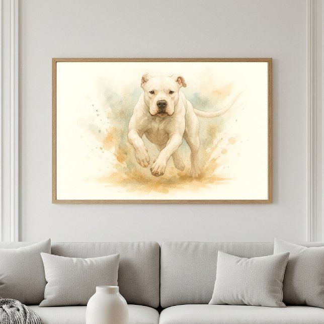 Póster Retrato de color de agua de Dogo Argentino (Subido por el creador)