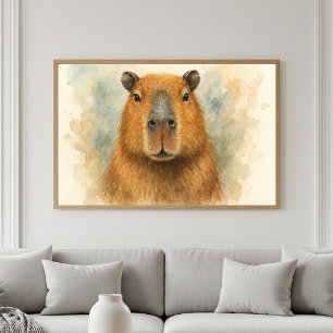 Póster Retrato de color de agua del capibara pacífico