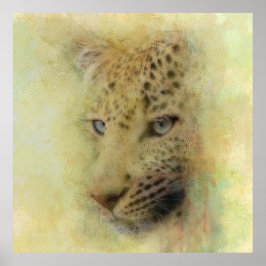 Póster Retrato de color de agua del leopardo salvaje afri